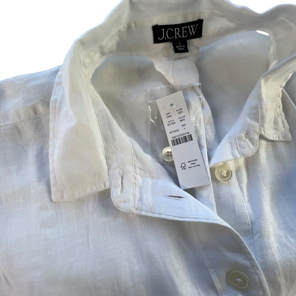 J.Crew Capitaine Shirtdress in Linen in White Color Size Large - Picture 11 of 14